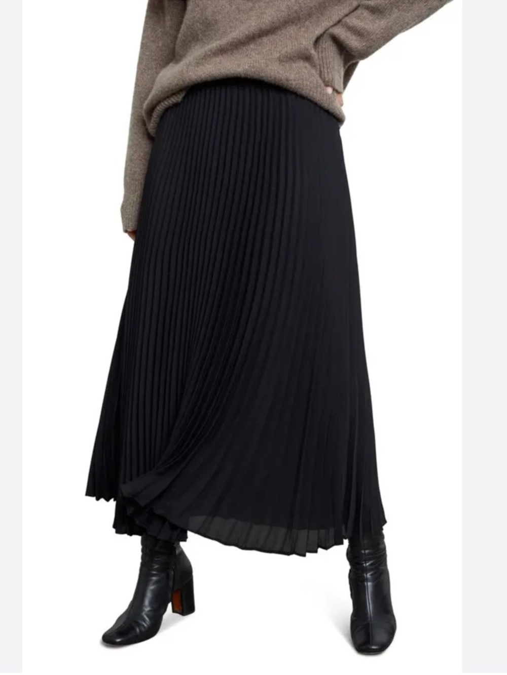 Rails Black Delphine Pull On Elastic Waist Pleated Midi Skirt Size Medium